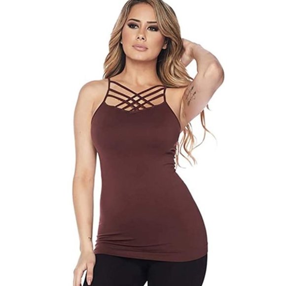 Tops - Women's Seamless Triple Criss-Cross Front Cami